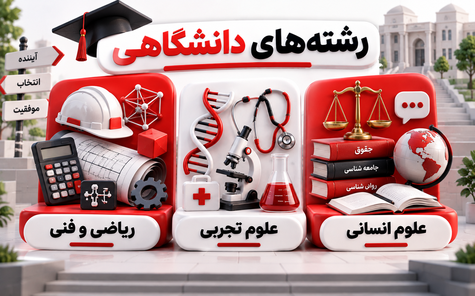 دسته&zwnj;بندی رشته&zwnj;های دانشگاهی گروه&zwnj;های ریاضی تجربی و انسانی برای انتخاب رشته کنکور